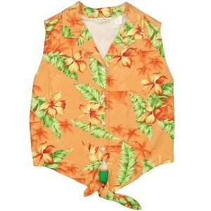 Vintage Tommy Bahama Crop Top Silk Blouse Size S